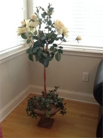 Faux rose trimmed bush/tree