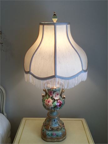 Pair of lamps painted with roses