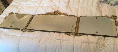 Divided Mirror with Carved Gilt Accents