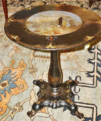 Lot 123. Lacquered Tilt Top Tea Table