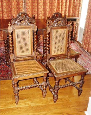 Lot 117. Set of 4 Carved European Side Chairs