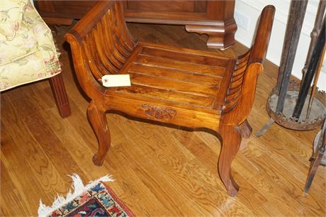 Lot 214. Savonarola Style Wood Bench