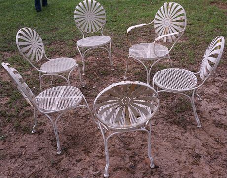 Lot 150. Set of 6 White Iron Chairs