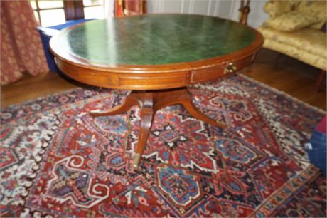 Lot 211. Oval Leather Top Partners Table