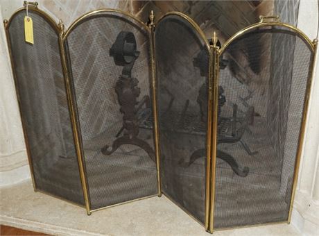 Lot 200. Brass Folding Fire Screen