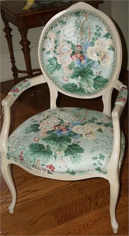 Lot 105. Painted and Upholstered Armchair