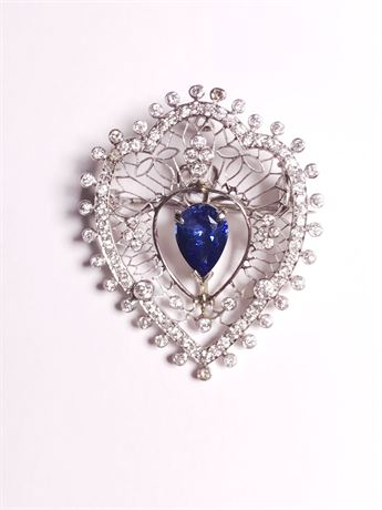 Lot 52: Platinum, Sapphire & Diamond Marcus & Co. Brooch