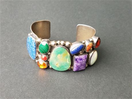 Lot 63. Nakai Native American Sterling Silver Cuff Bracelet with Stones