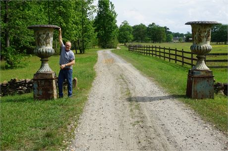 Pair of Exceptional Palace Size Cast Iron Garden Urn / Planter