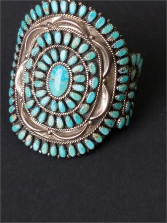 Lot 54. Larry Moses Begay Navajo Sterling Silver and Turquoise Cuff Bracelet