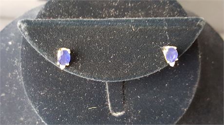 Lot 314. Oval Cut Sapphire and Diamond Earrings