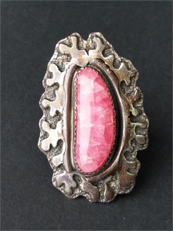 Lot 52. Sterling Silver and Red Stone Ring