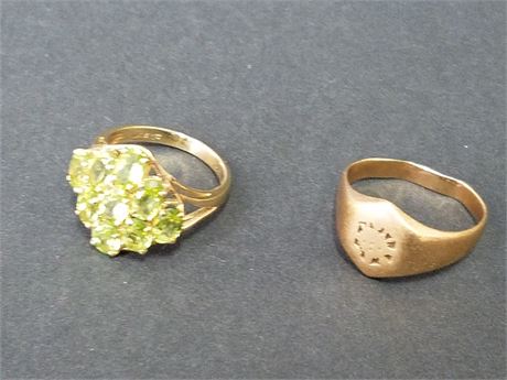 Lot 80. Two 10K Yellow Gold Rings