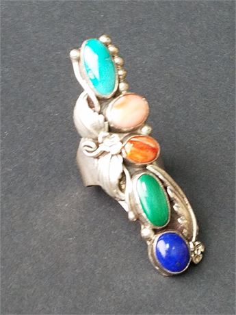 Lot 53. Sterling Silver Native American Ring with Cabochon Stones