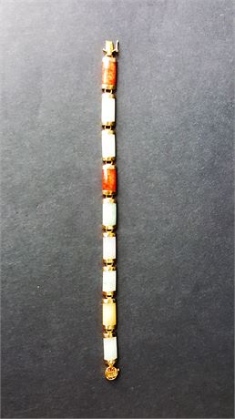 Lot 320. Chinese 14 Carat Gold and Precious Stone Link Bracelet