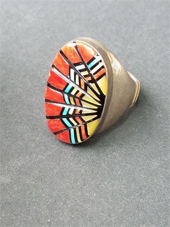 Lot 58. Angelena Laahty Zuni Native American Sterling Silver and Stone Ring