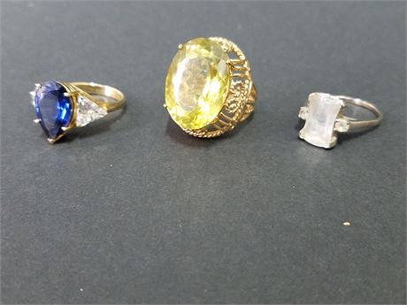 Lot 78. Group of Three 10K Gold Rings with Stones