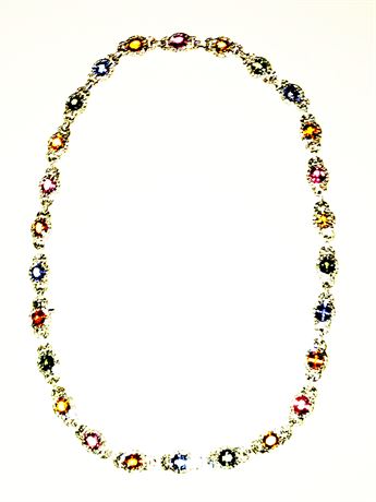 Lot 50. Ladies Gold Diamond and Precious Stone Necklace