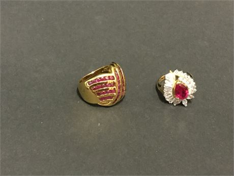 Lot 85. Two Gold-Toned Costume Jewelry Rings with Stones