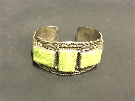 Lot 5. Derrick Gordon Navajo Sterling Silver Cuff with Stones