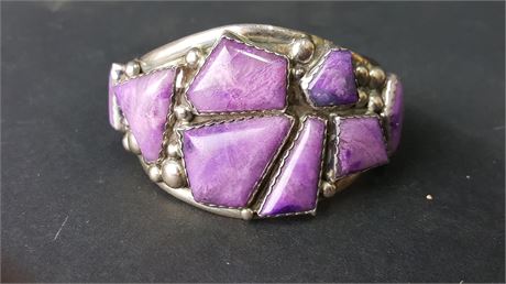 Lot. 8 E. & C Fierro Sterling  Silver six And Purple Stone Cuff Bracelet