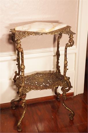 Lot 169.  Brass Occasional Table with Marble Top