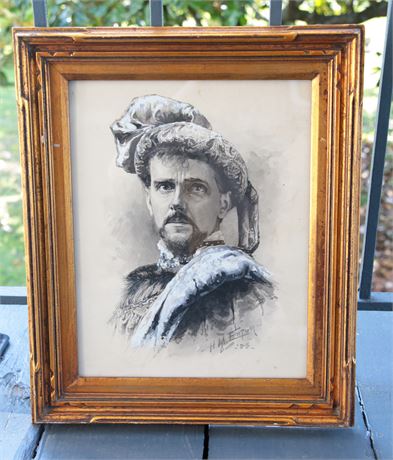 Lot 303. Watercolor Portrait of Renaissance  Man