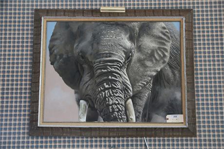 Lot 252. Oil on Canvas of Elephant