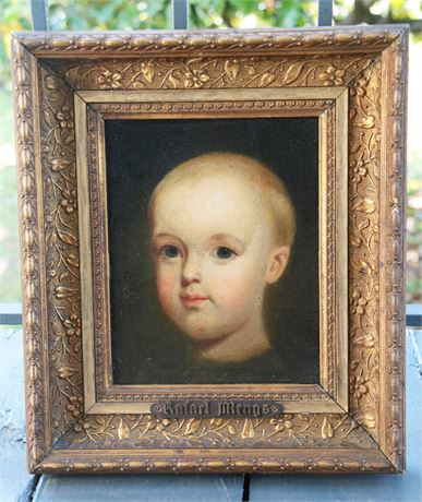 Lot 302. Neoclassical Oil on Canvas Portrait of Child