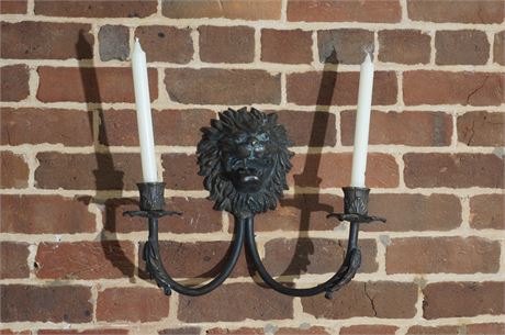 Lot 7:  Bronze Lion Candle Sconces