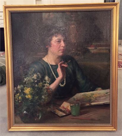 Lot 314. Oil on Canvas Portrait Painting