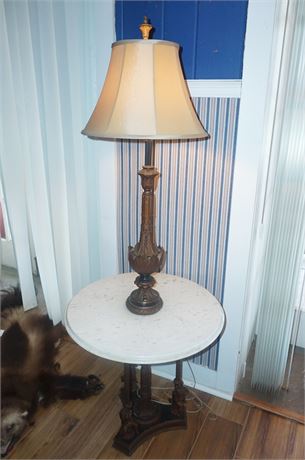 Lot 357.  Stiffel Cast Bronze Metal and Marble Lamp Table