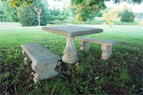 Lot 429.  Concrete Table and Benches