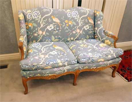 Lot 315. Settee with Bird and Floral Upholstery