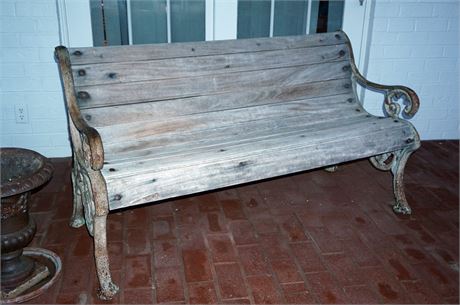 Lot 435. Wrought Iron and Wood Bench