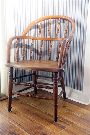 Lot 351.  Antique Oak Windsor Chair signed "Shoe"