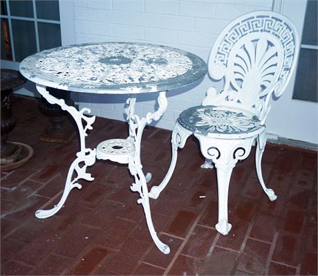 Lot 430. Aluminum Garden Table and Chair