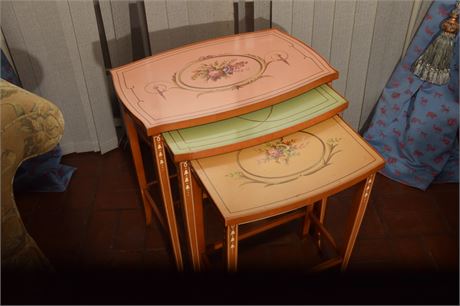 Lot 201.  Painted Nesting Tables