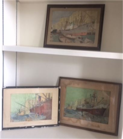 Lot 481. 3 Nautical Themed Watercolors