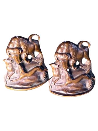 Lot 43.1926 Bronze Buffalo Bookends