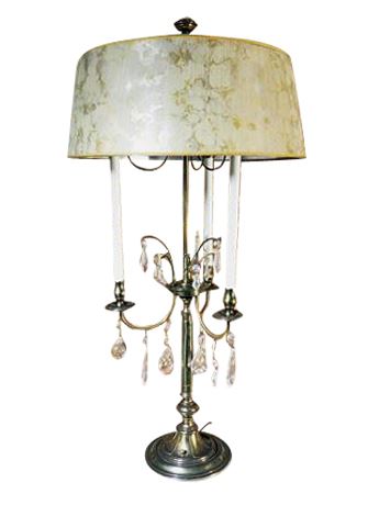 Lot 9: Brass Table Lamp with Crystal Accents