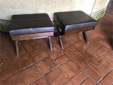 Lot 31.Pair of Faux Leather Ottomans