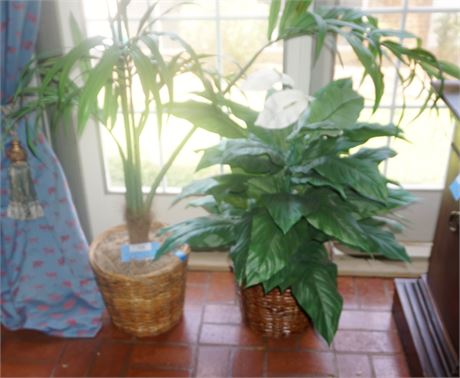 Lot 135. Two Artificial Plants in Wicker Baskets