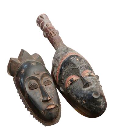 Lot 71. Two Carved Wood African Masks