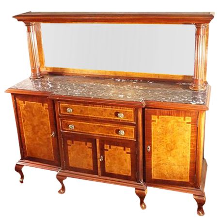 Lot 113. Large Mirrored Marble Top and Inlaid Server