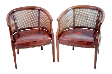 Pair HICKORY CHAIR George III Barrel Back Chairs