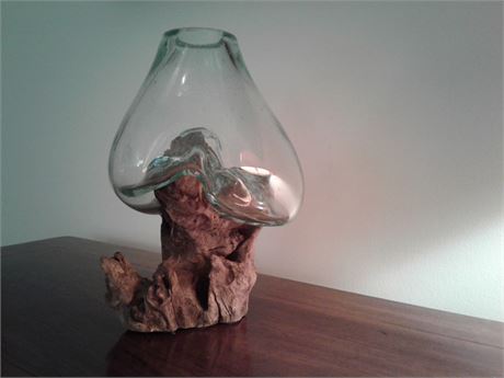 Amorphus Glass Vase on Stump Base