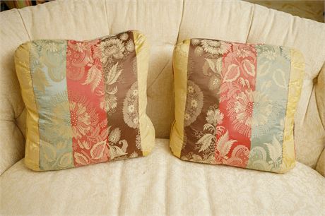 Pair of Striped Damask Pillows