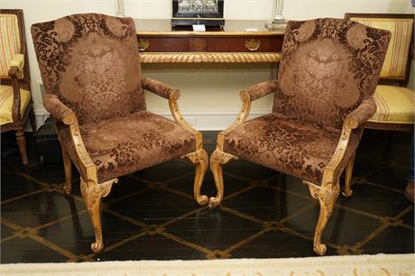 Pair BAKER Furniture Co Gainsborough Style Library Chairs