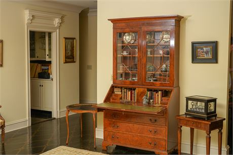 English Burl Wood Secretary Desk